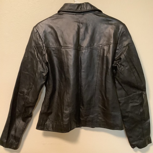 USA vintage leather jacket womens XL chest pockets bikercore retro made in USA - Picture 12 of 14